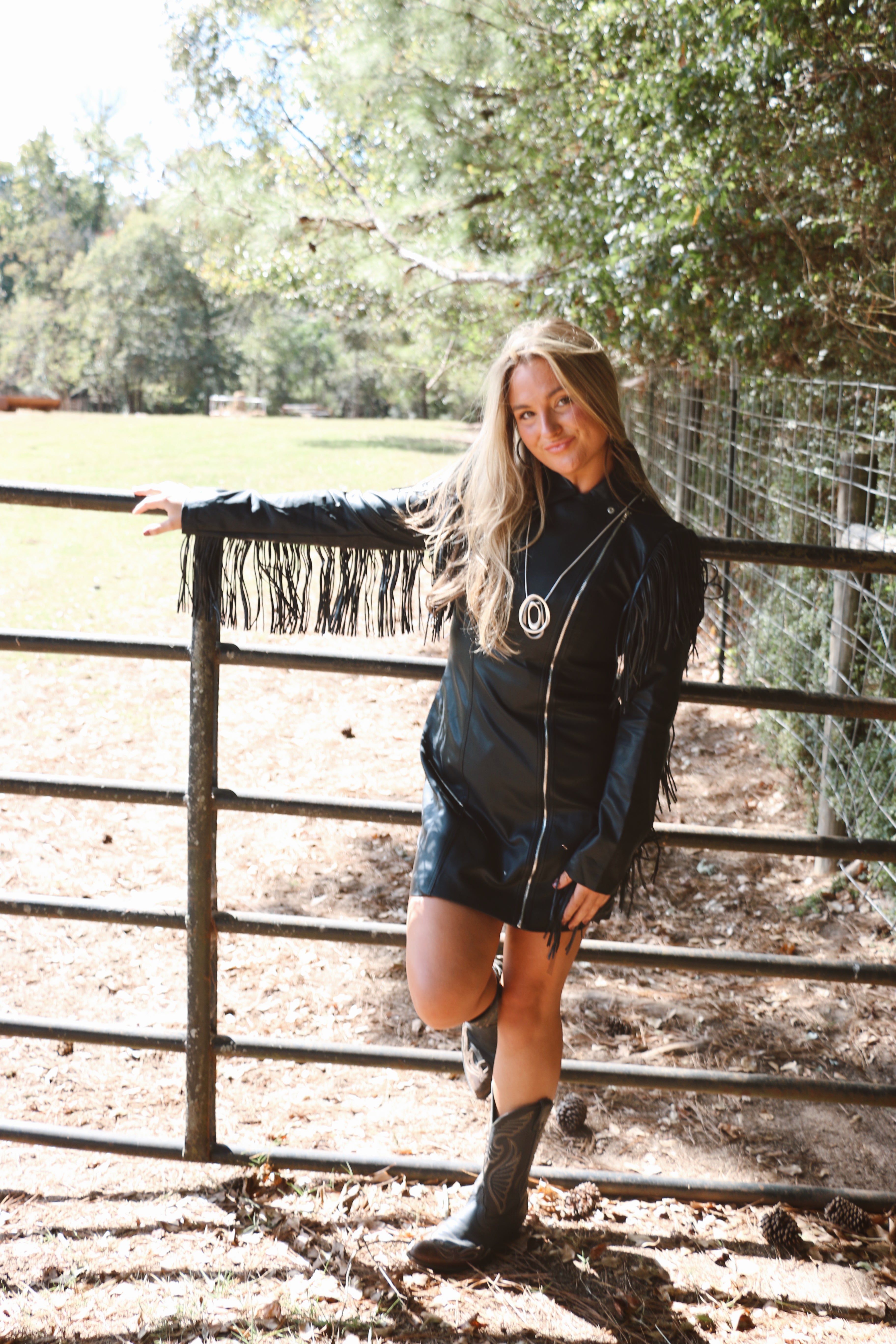 Cowgirl After Dark  Faux Leather Dress