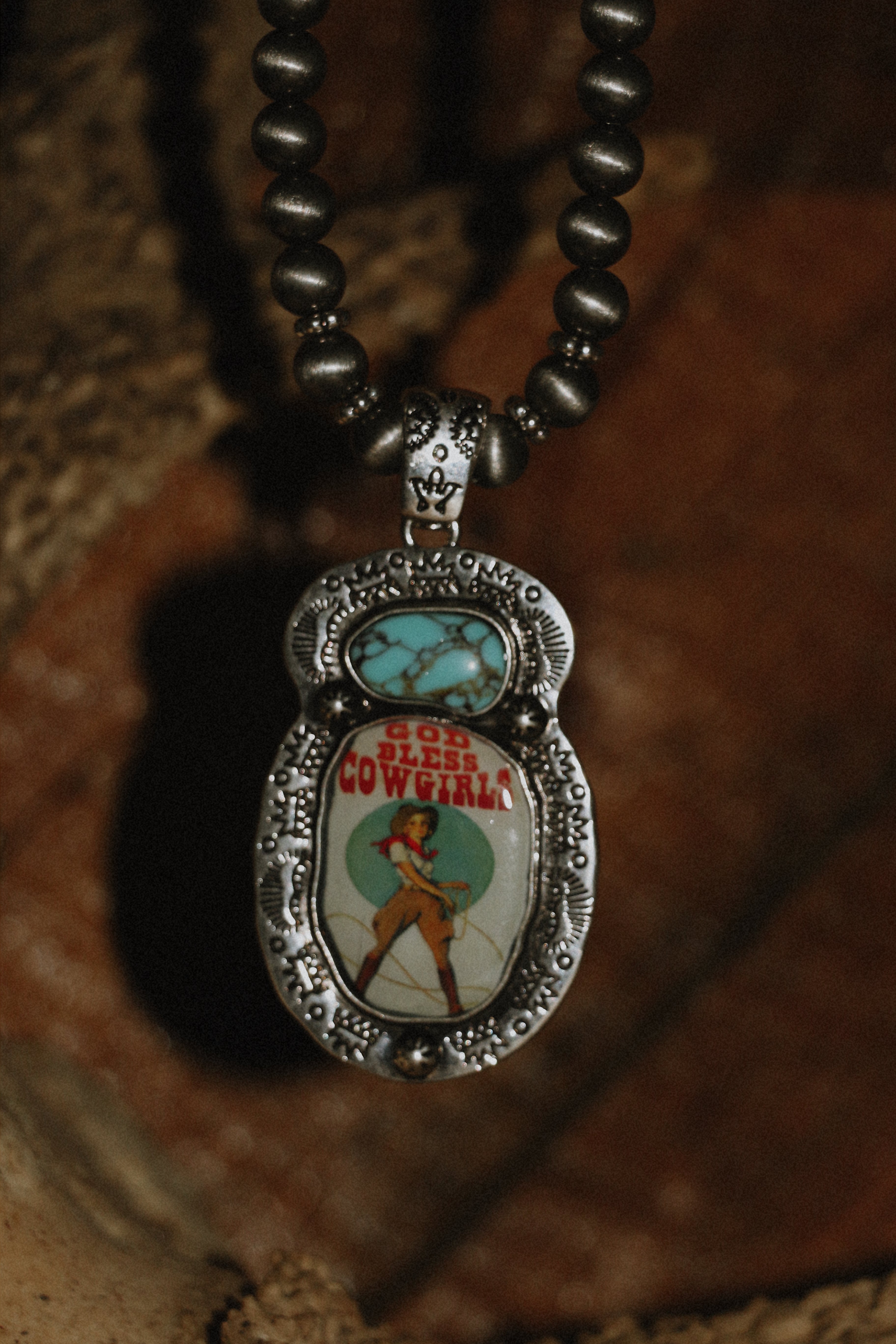 God Bless Cowgirls pendant necklace