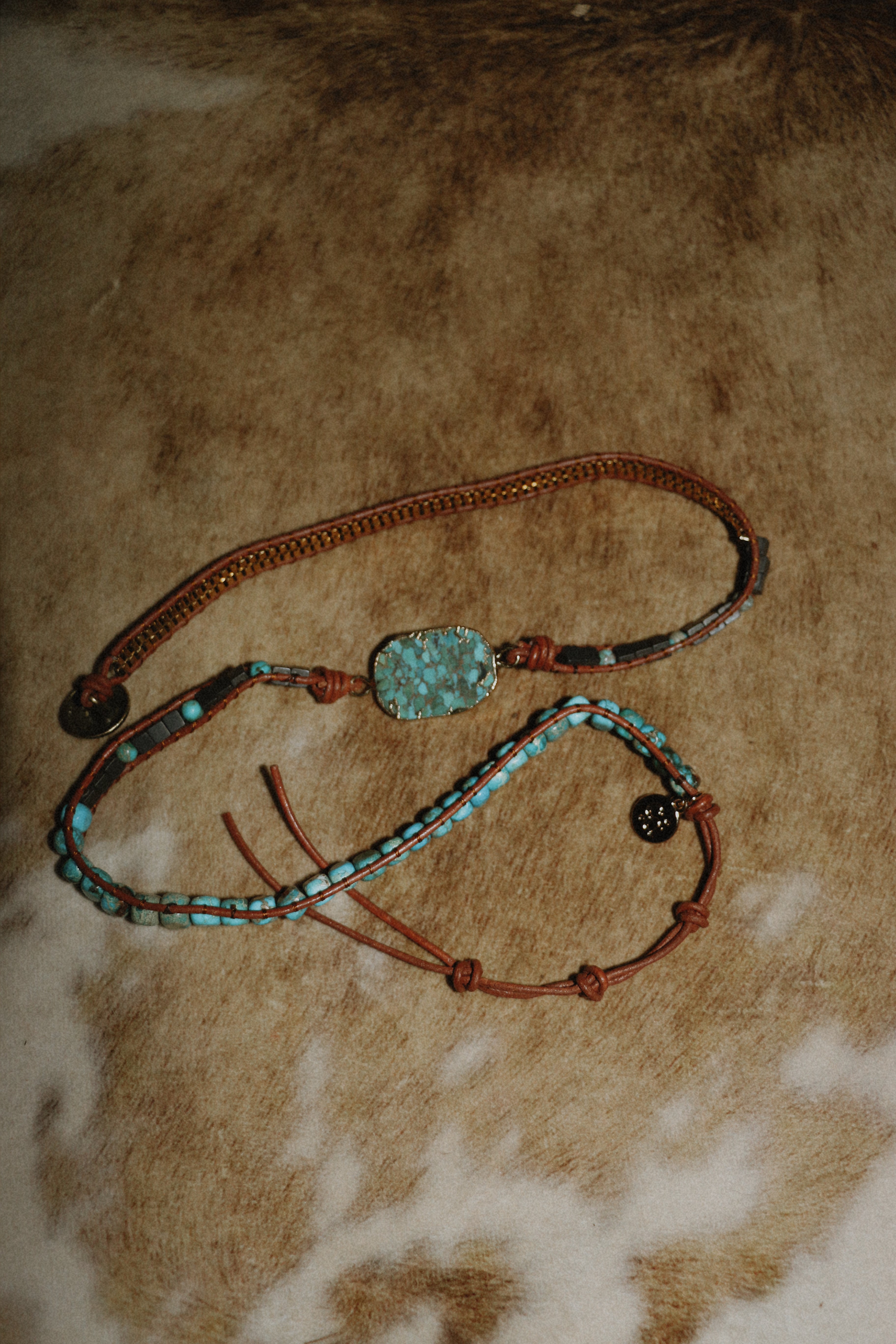 Wild West Wrap bracelet with turquoise stones