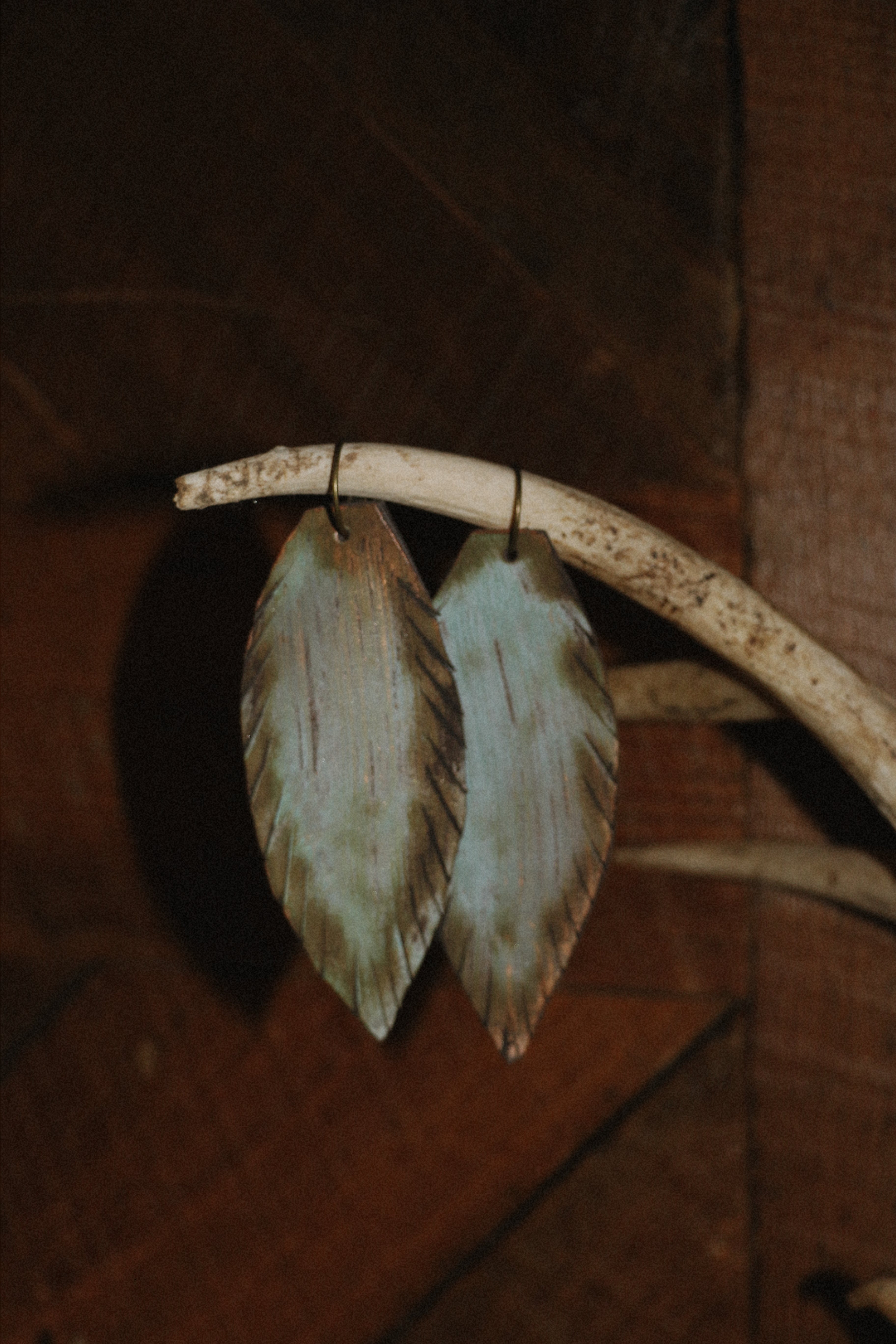Rustic Turquoise Feather earrings