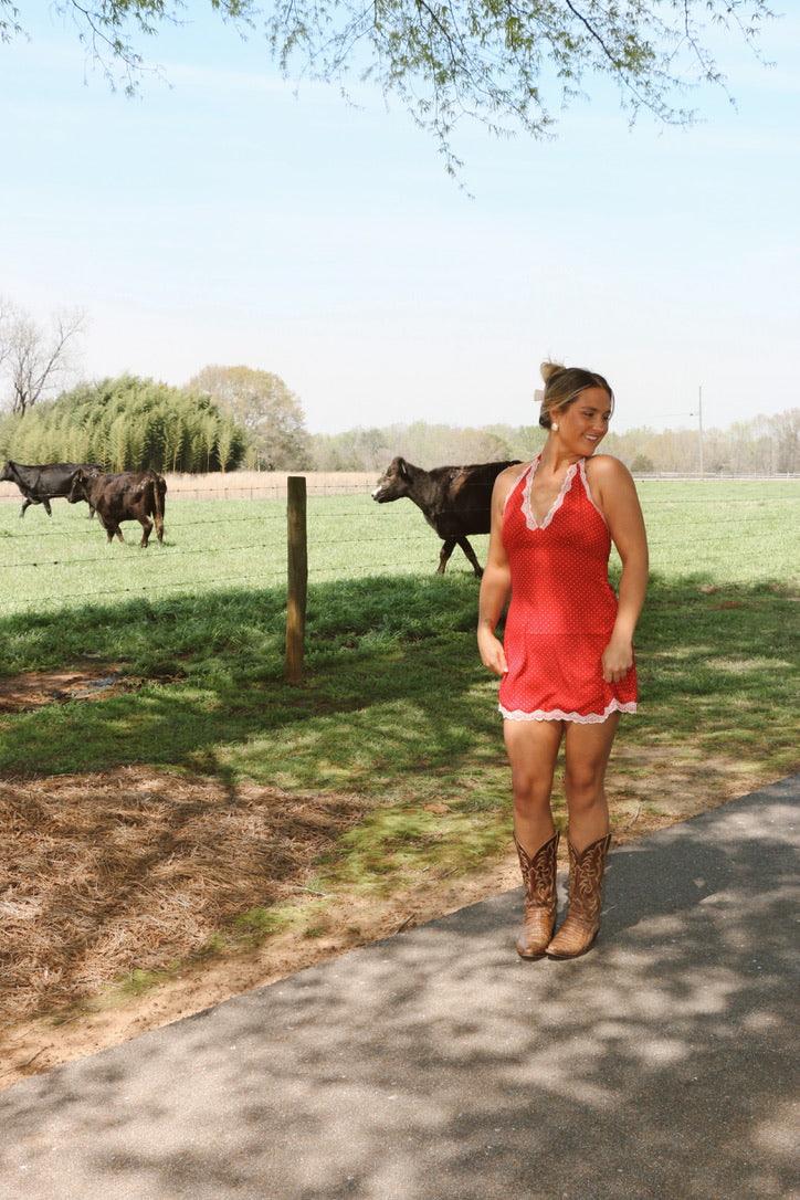 Cherry Sweetheart Mini Dress