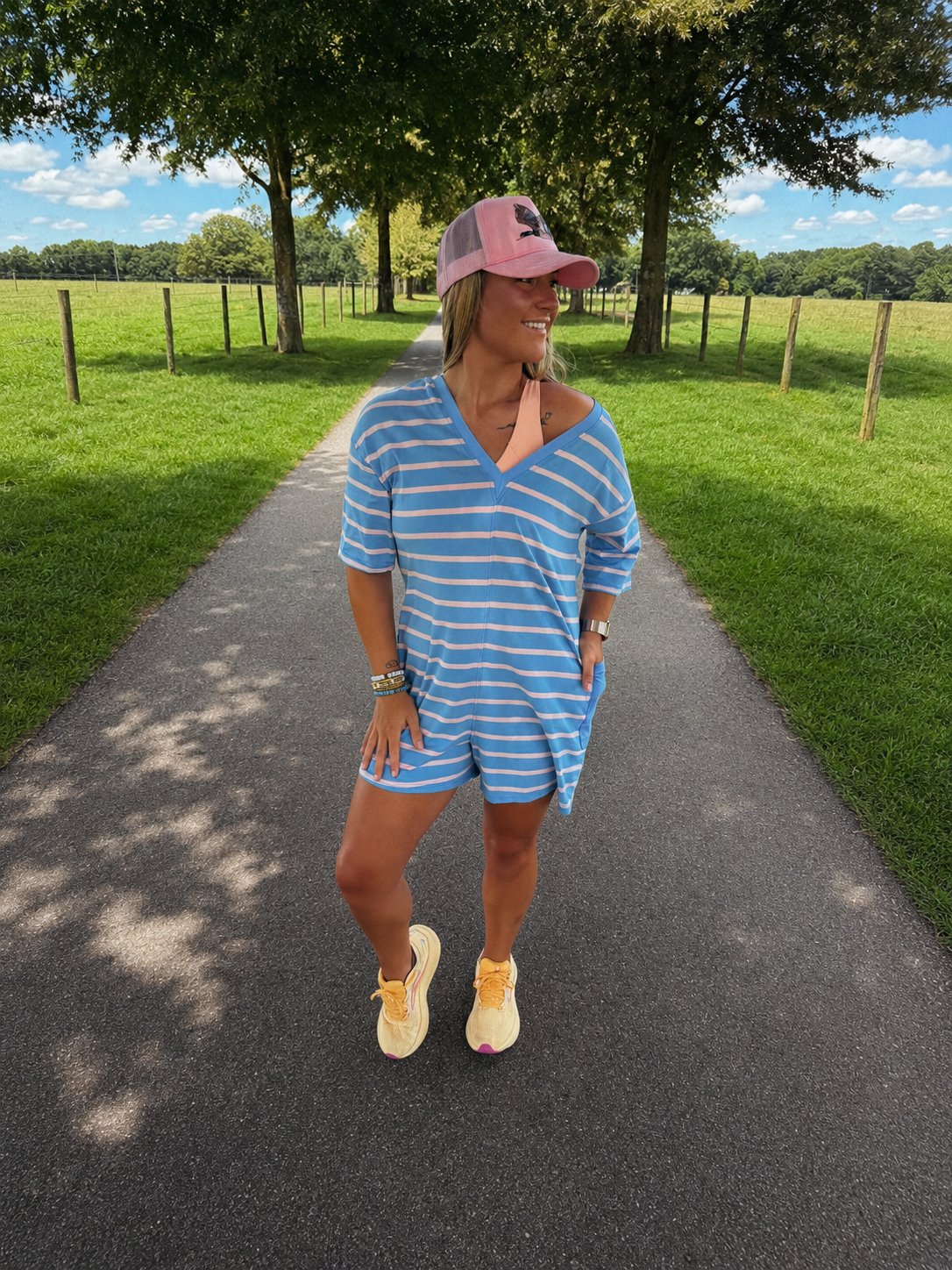 striped t-shirt romper